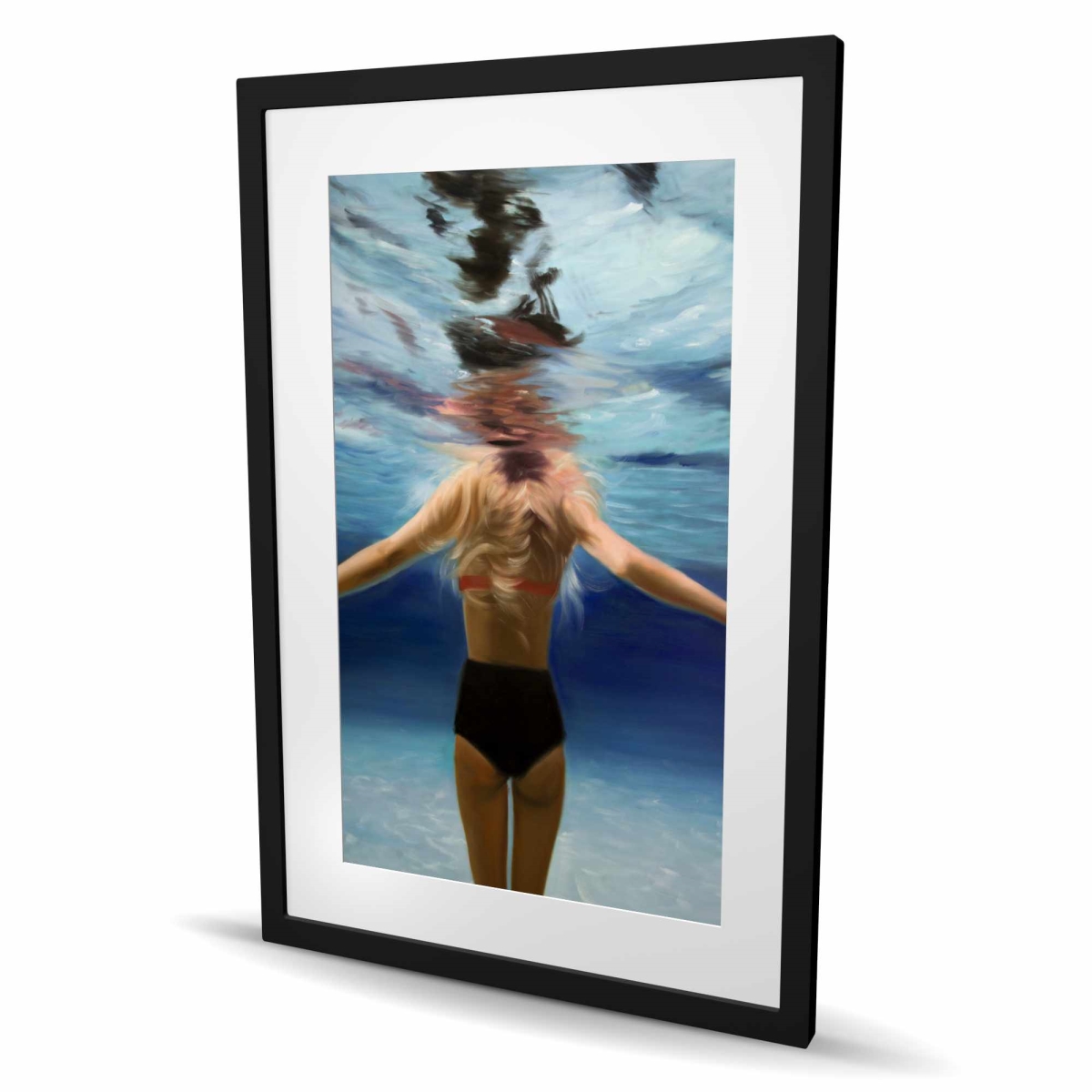 C1FM2436YQI1YS 24 x 36 in. Under the Sea - Figurative Woman Framed Matted Print Decor