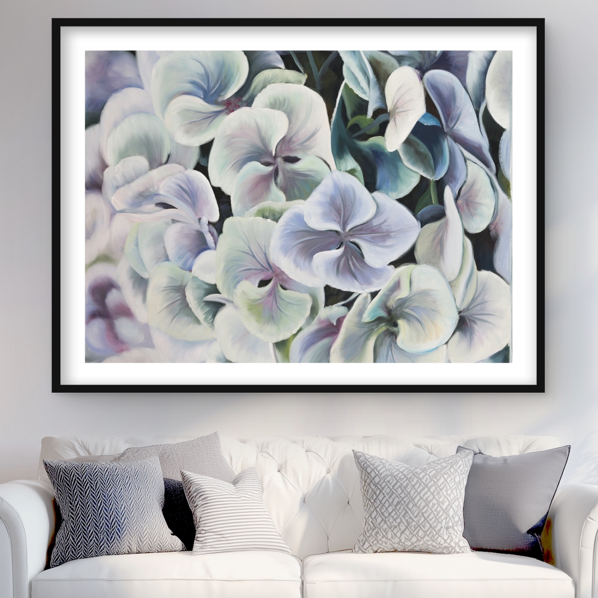C1FM36483T8IYV 36 x 48 in. Colorful Hydrangea Flowers - Rustic Botanical Framed Print