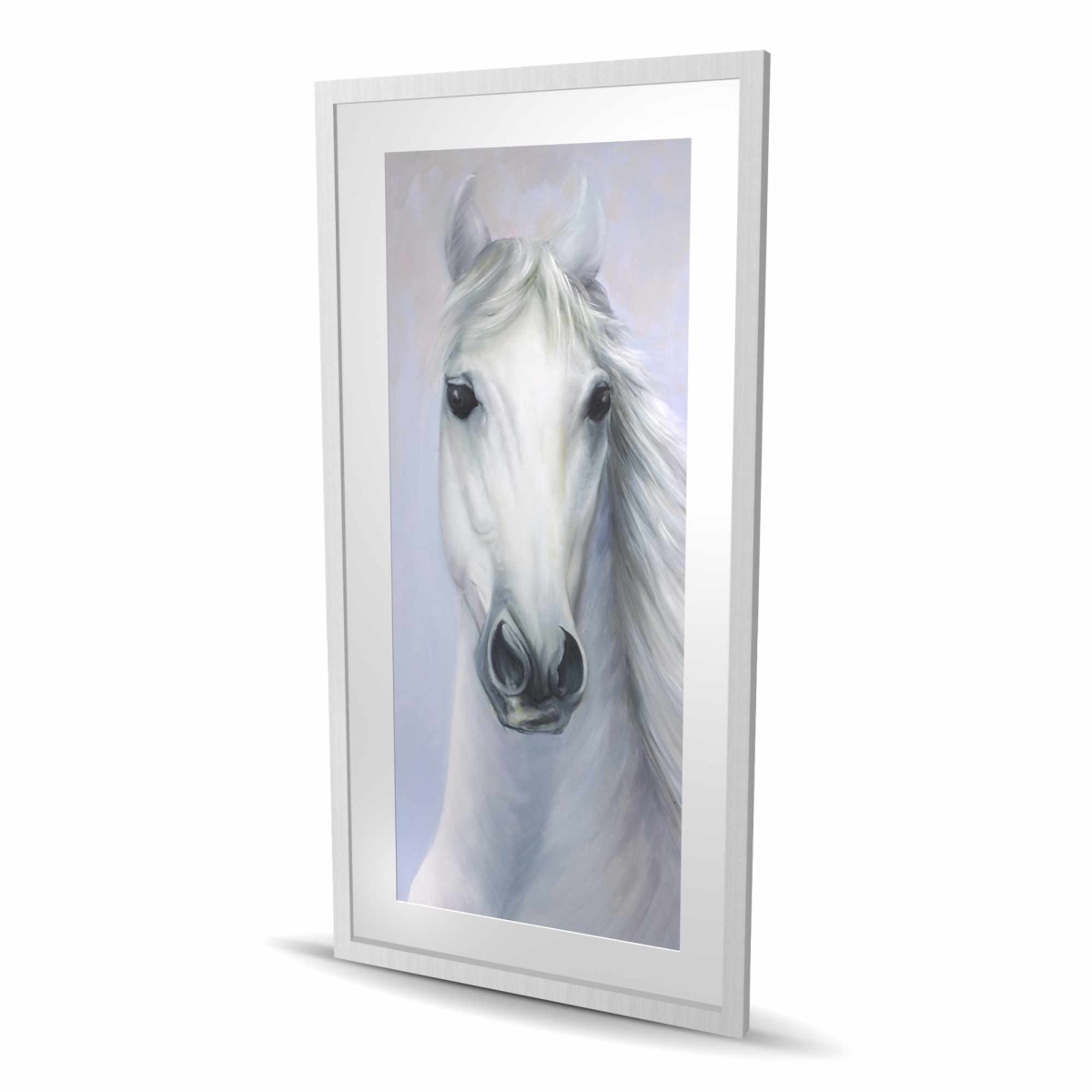C1FM2448EE9MF1 24 x 48 in. Powerful White Horse - Rustic Framed Print for Home Decor