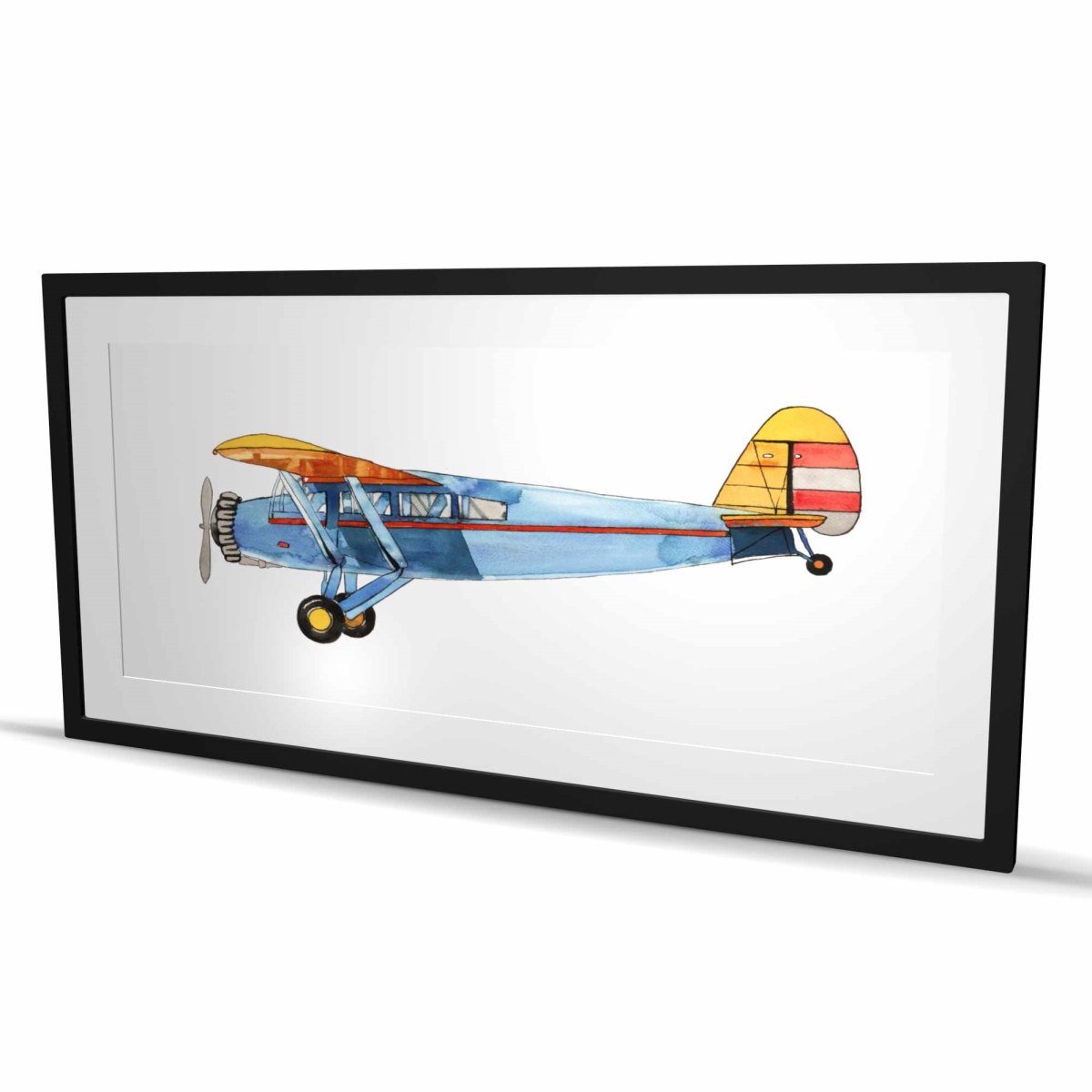 C1FM2448F77LPJ 24 x 48 in. Small Blue Plane - Aviation Man Cave Framed Matted Print
