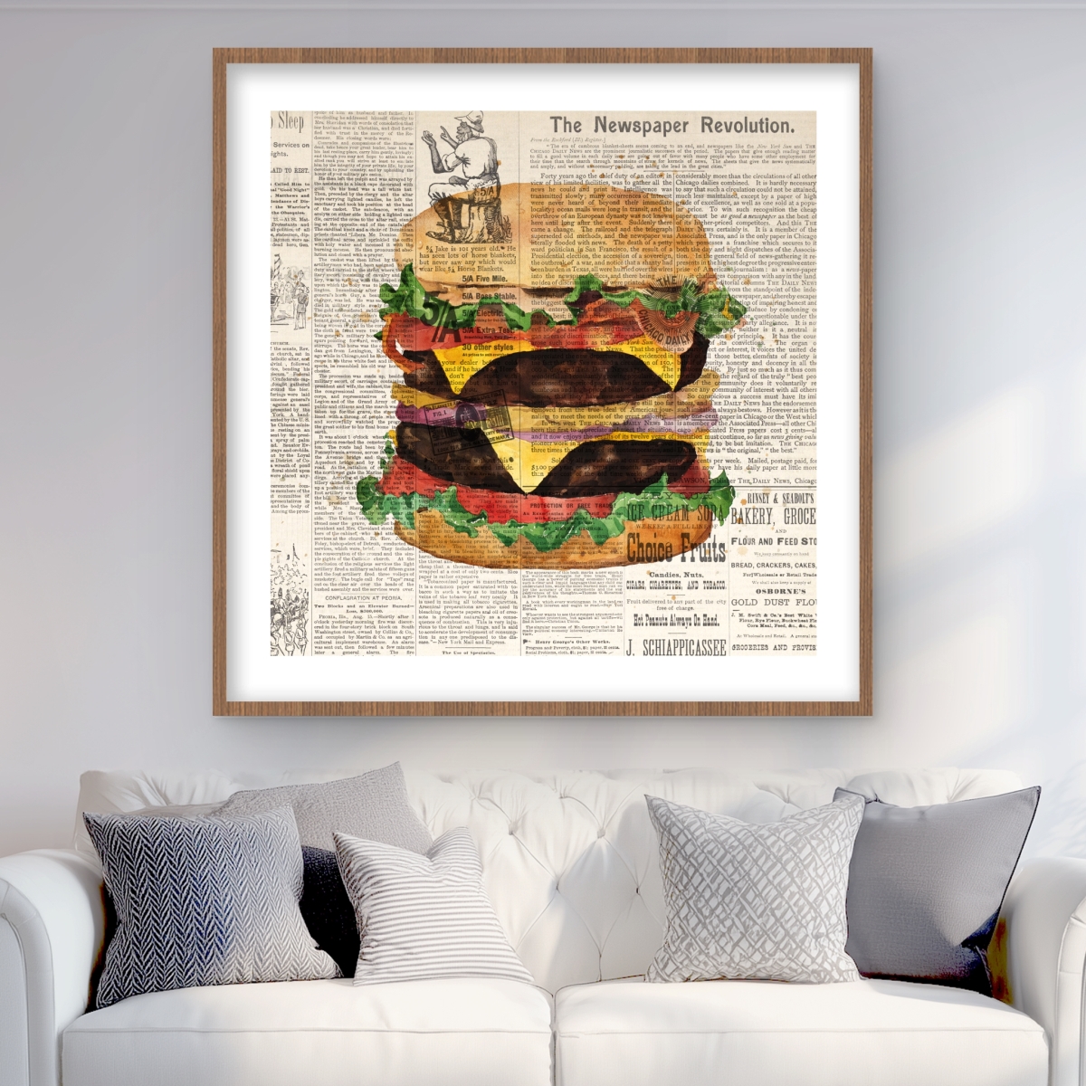 C1FM3636EZJQBF 36 x 36 in. Vintage Style Double Cheeseburger Print - Home Kitchen Decor