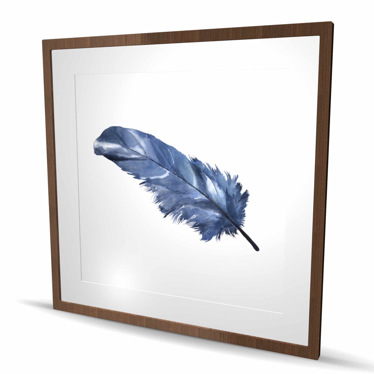 C1FM3636TWCPPB 36 x 36 in. Blue Feather - Classic Blue Feathers Framed Matted Print