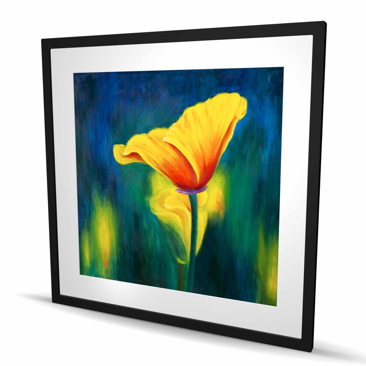 C1FM3636G8EO7R 36 x 36 in. Superb Contrast Flowers - Classic Blue Framed Matted Print