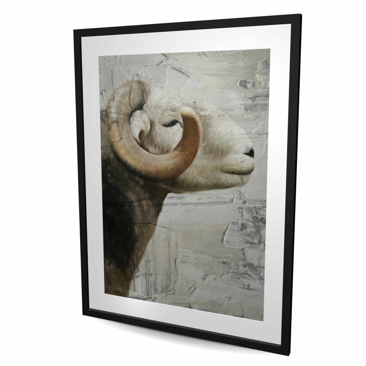 C1FM3648ECLUX6 36 x 48 in. Aries - Rustic White Framed Matted Print for Home Decor