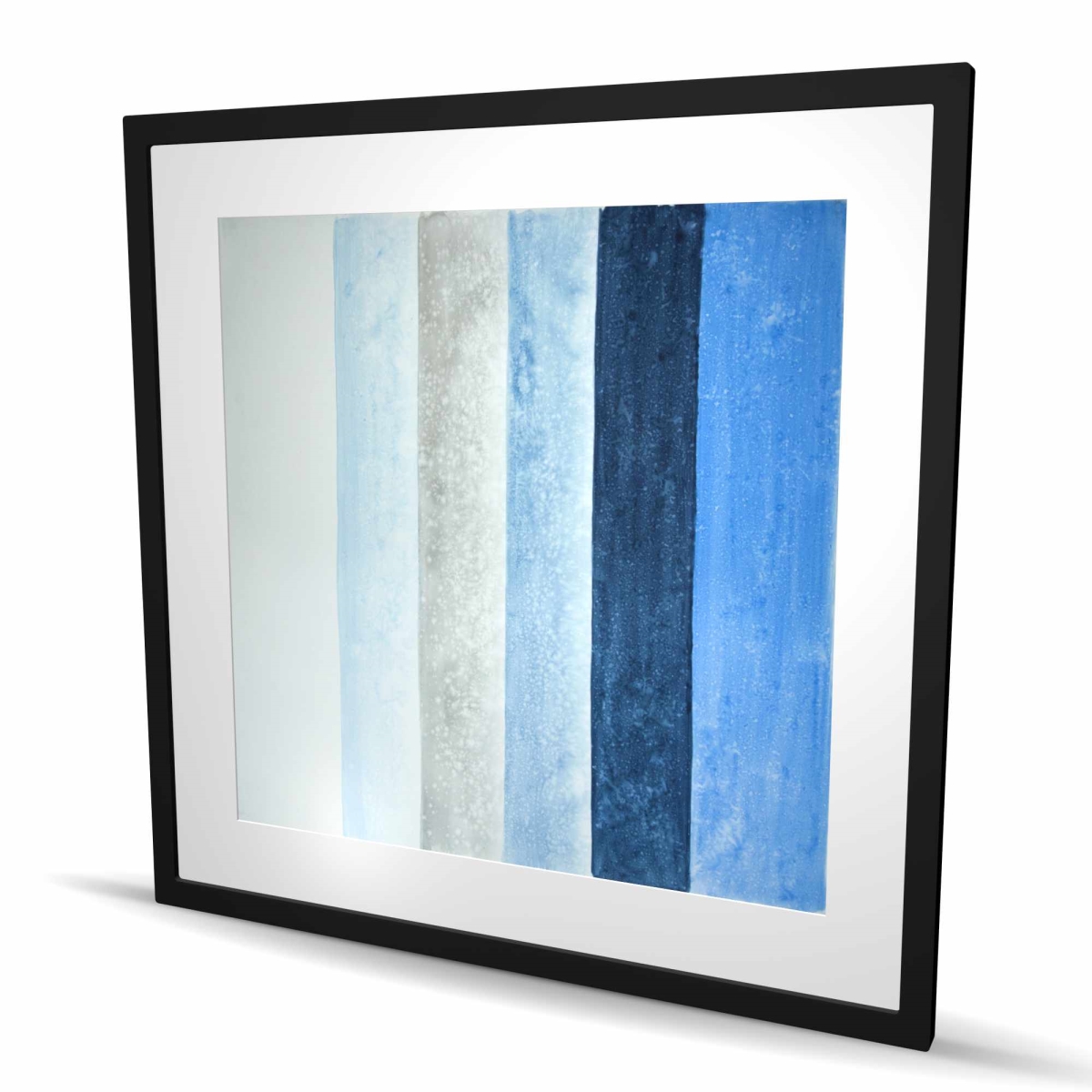 C1FM3636Q24CDN 36 x 36 in. Blue Stripes - Classic Blue Bathroom Framed Matted Print