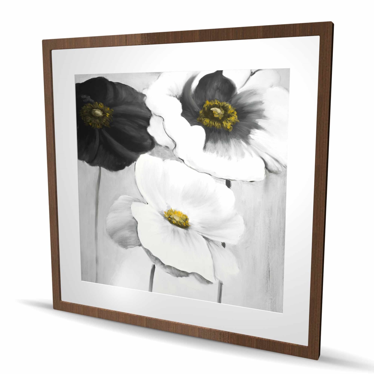 C1FM3636X18KRC 36 x 36 in. Assorted White Flowers - Framed Matted Print for Home Decor