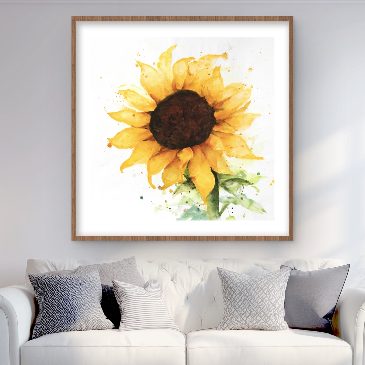 C1FM3636XEVDBC 36 x 36 in. Sunflower - Framed Matted Print - Floral Kitchen Decor