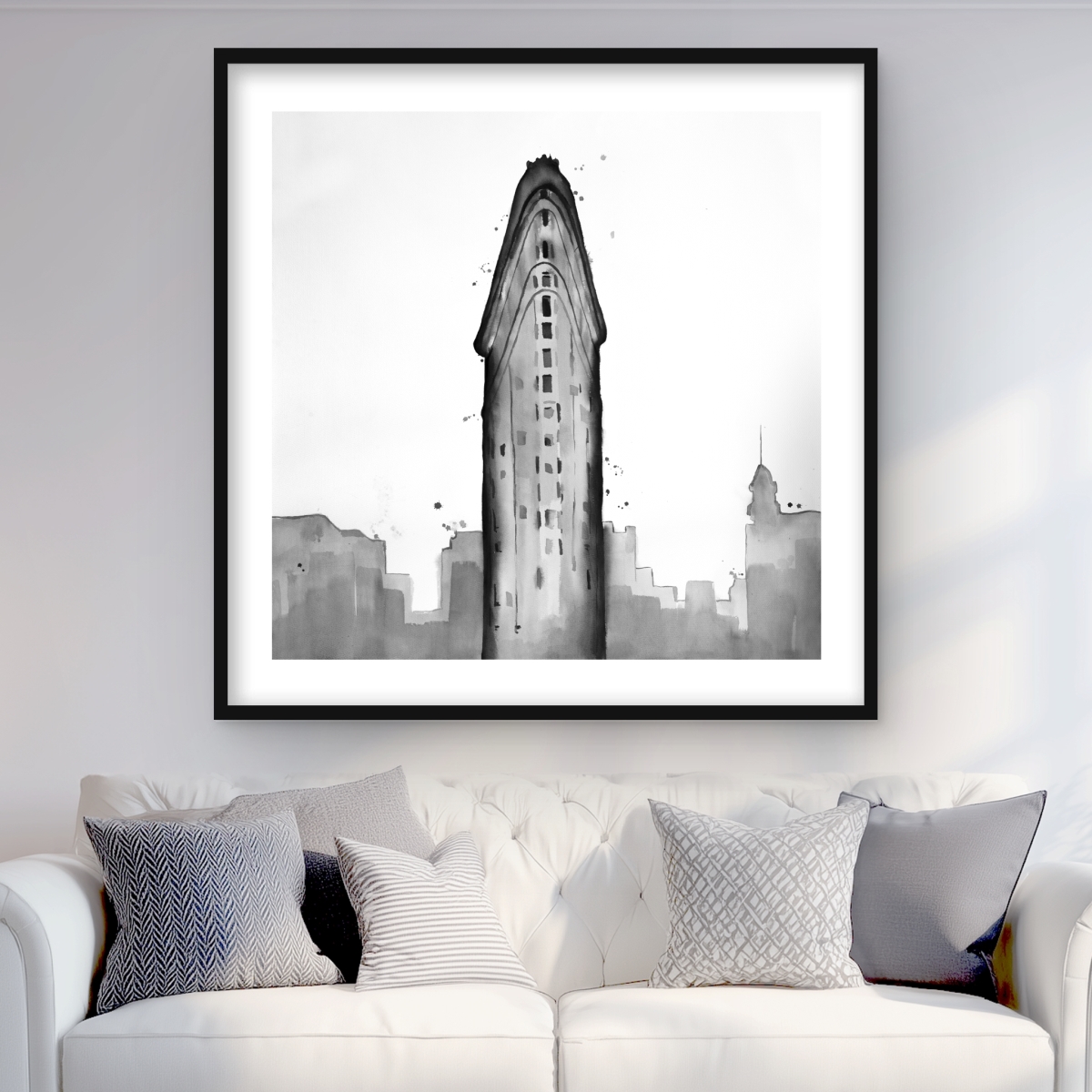 C1FM3636XLY8HS 36 x 36 in. Flatiron Building Framed Matted Print - Home Decor Art