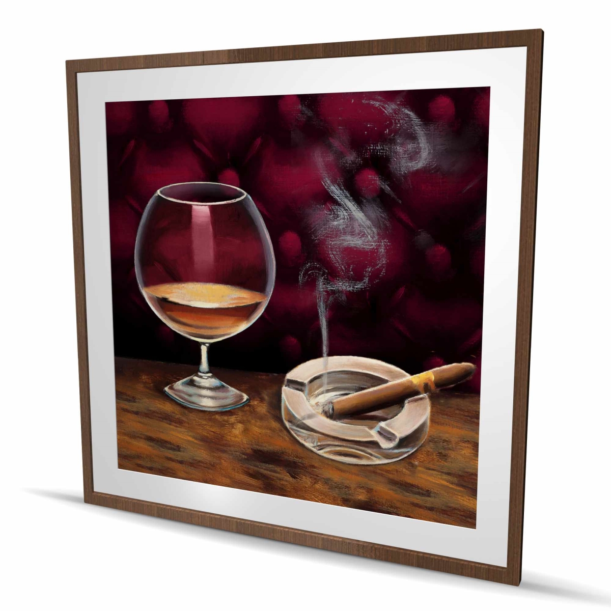 C1FM4848ZVCL80 48 x 48 in. Alcohol & Cigar - Food Still Life Framed Print for Decor
