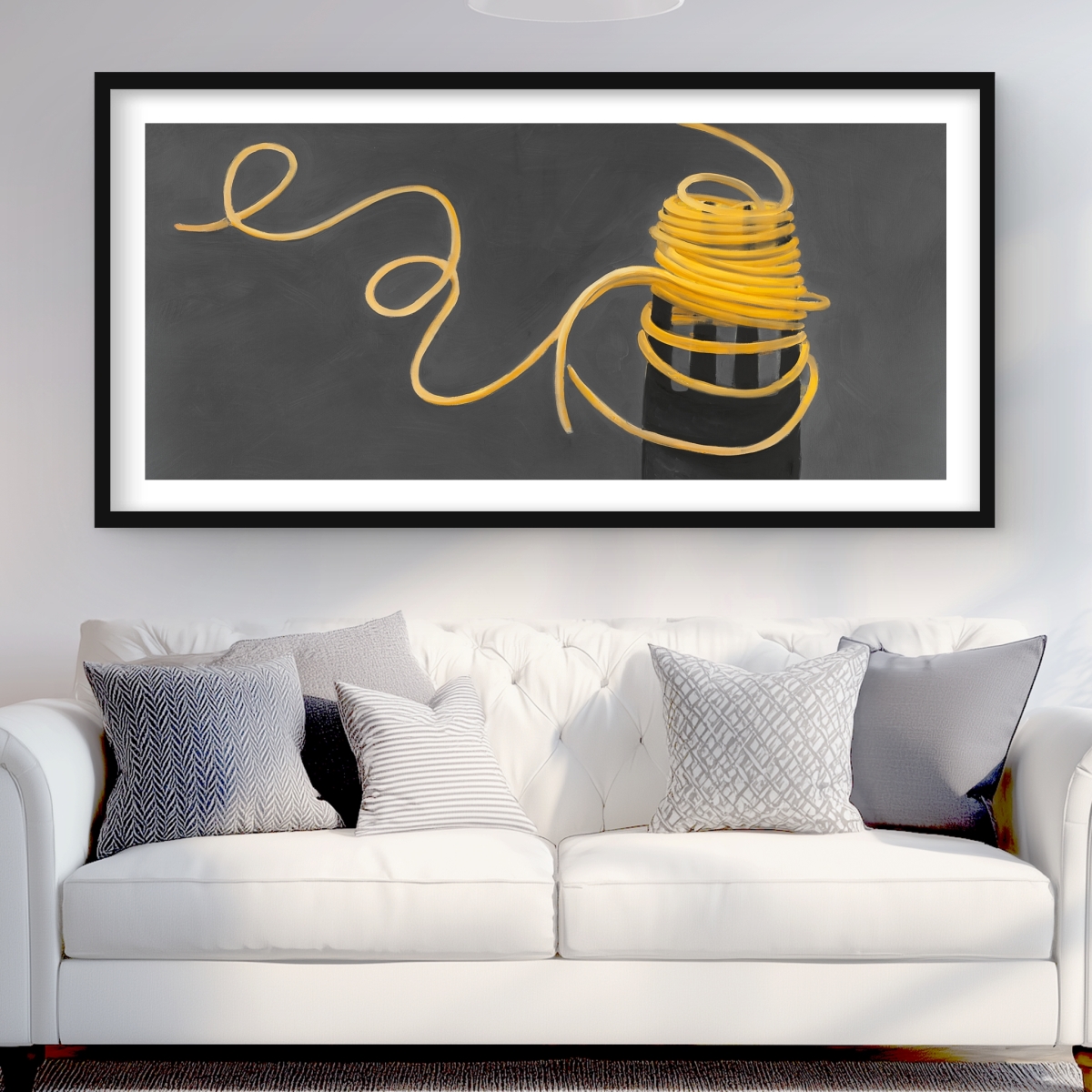 C1FM2448J3SA6D 24 x 48 in. Spaghetti Pasta Around A Fork - Contemporary Framed Print