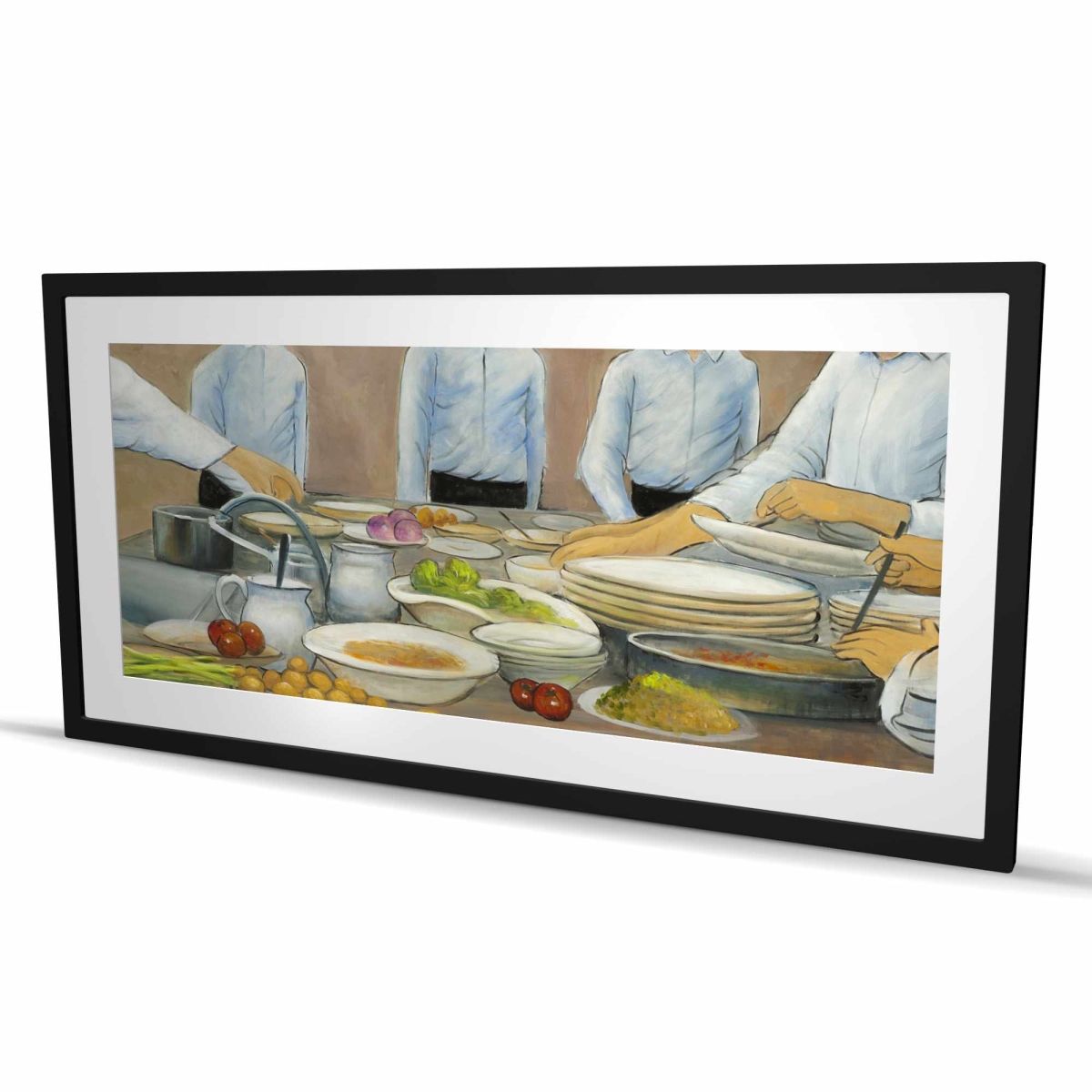 C1FM2448KCQEQJ 24 x 48 in. Cook Chefs At Work - Contemporary Kitchen Framed Print Decor