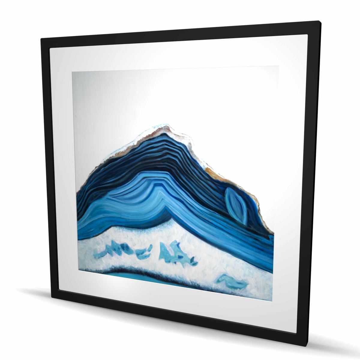 C1FM3636VREDNU 36 x 36 in. Blue Geode Profile - Framed Matted Print for Home Decor