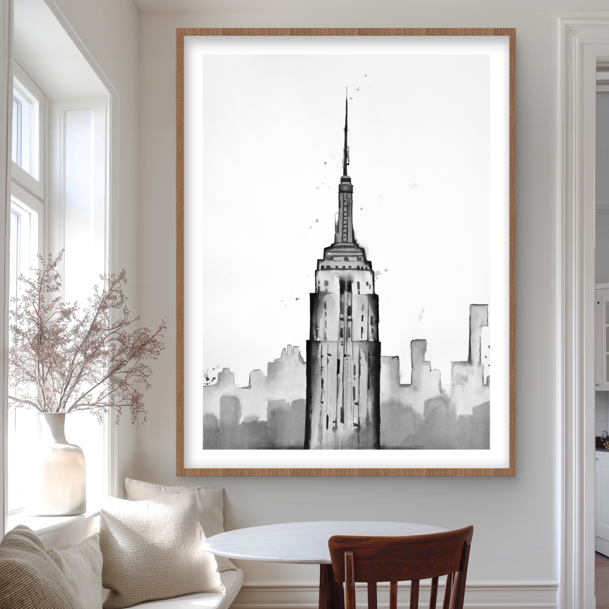 C1FM36483DGEN6 36 x 48 in. Empire State Building Bedroom Print - White Framed Decor
