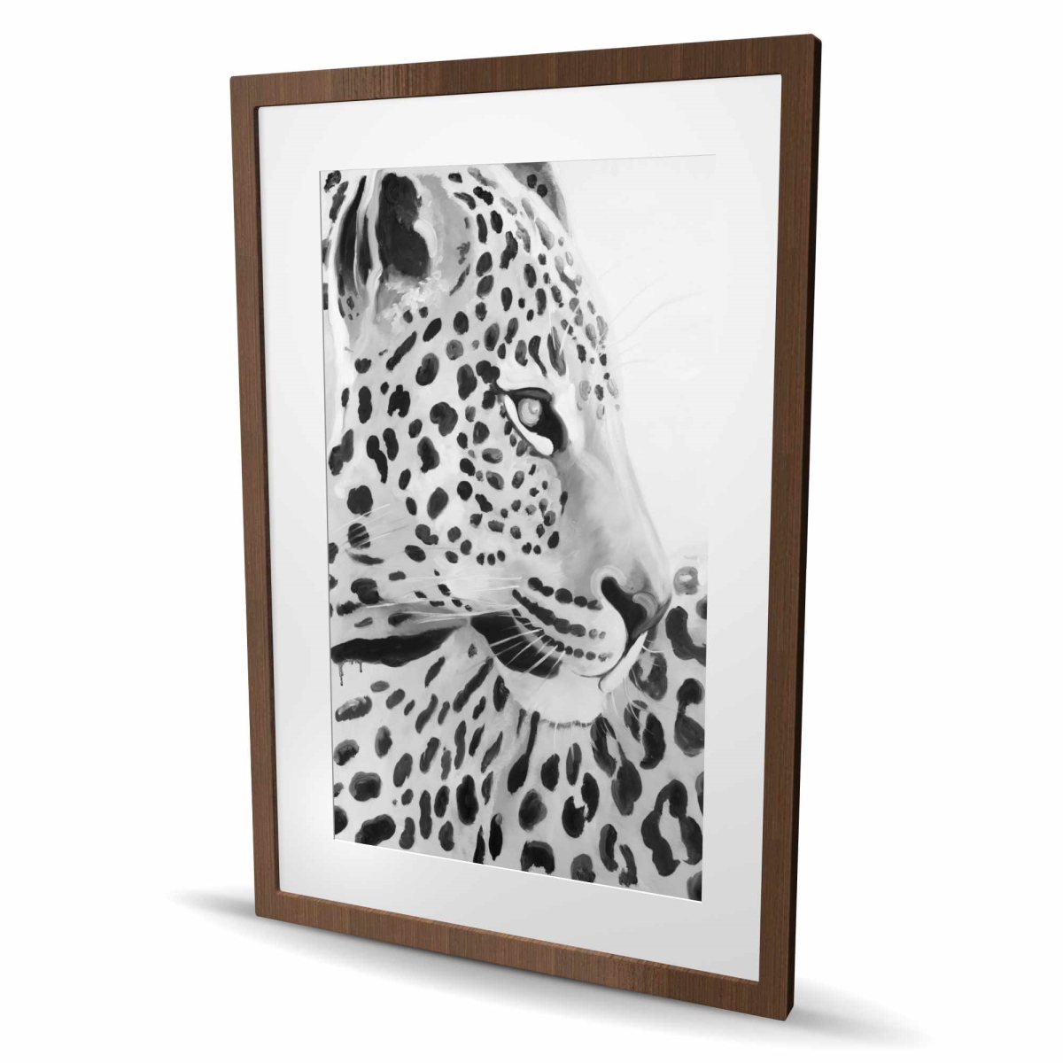 C1FM2436Z2J6EX 24 x 36 in. Beautiful Leopard - Black Framed Matted Print for Home Decor