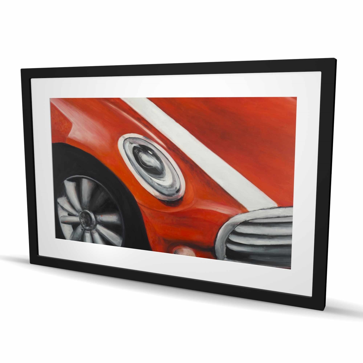 C1FM2436JRFAEG 24 x 36 in. Red Car with White Stripes Print - Man Cave Decor Framed