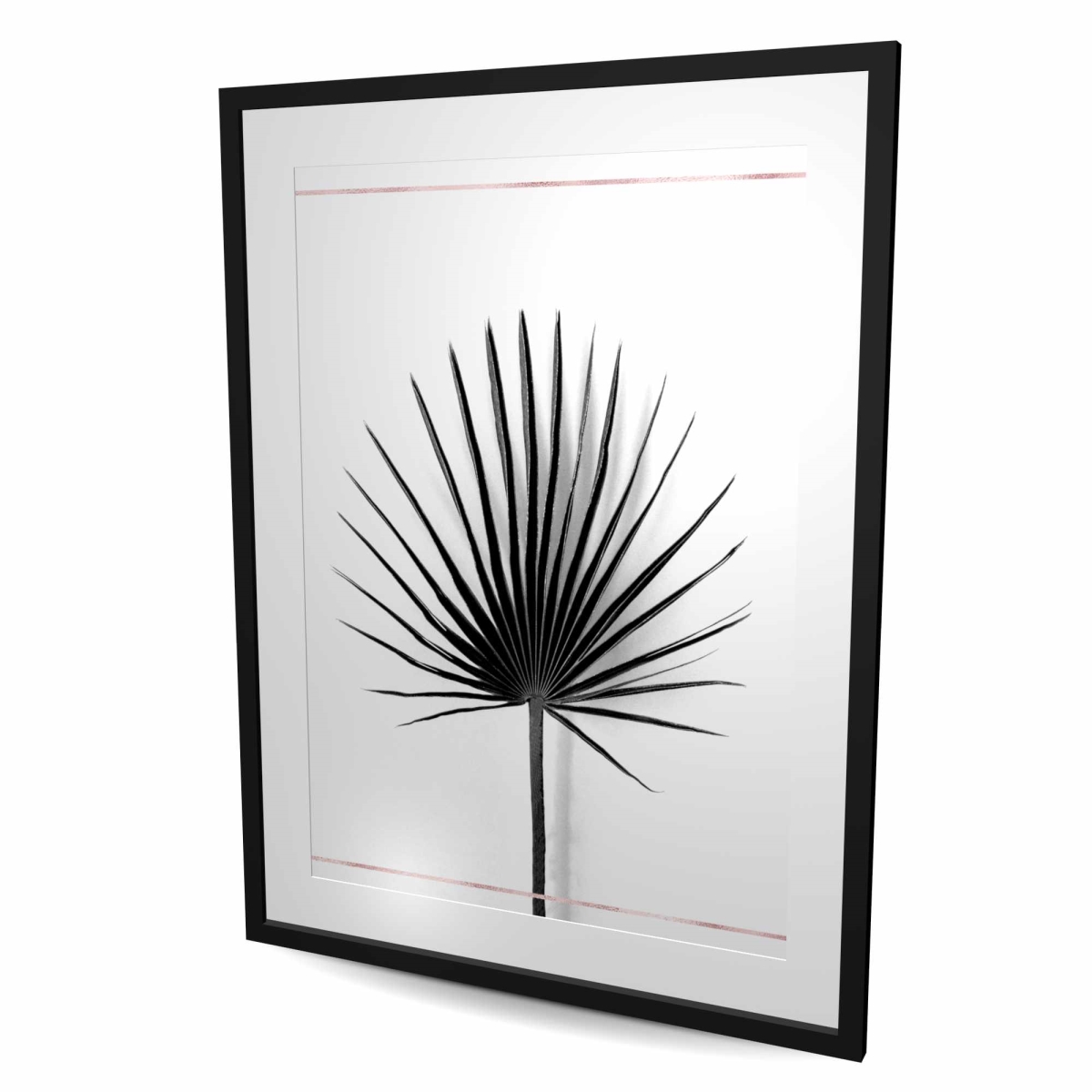 C1FM36480YAUNX 36 x 48 in. Cabbage Palm Leaf Print with Rose Lines - Botanical Decor