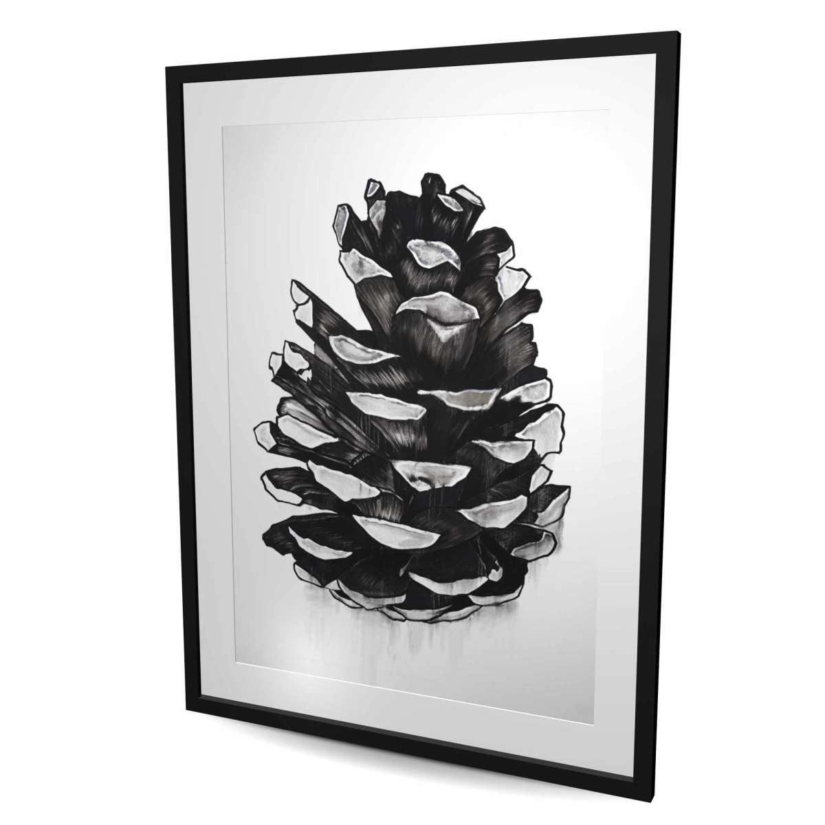 C1FM3648Y8KA40 36 x 48 in. Pine Cone Print - Rustic Gray Framed Matted Home Decor