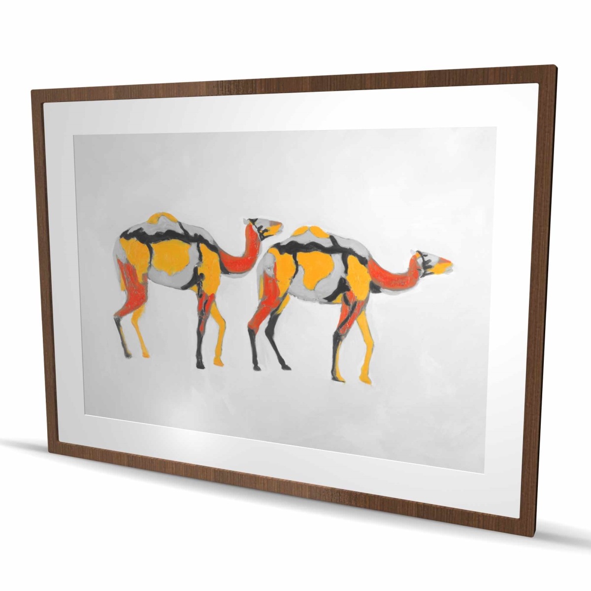 C1FM3648YP8WRU 36 x 48 in. Abstract Dromedaries - Framed Matted Print for Bedroom Decor