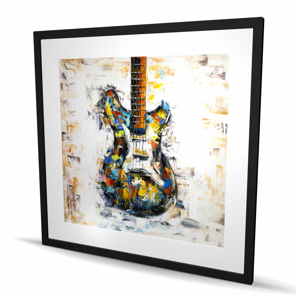 C1FM3636RU5G02 36 x 36 in. Abstract Colorful Guitar - Framed Print for Man Cave Decor