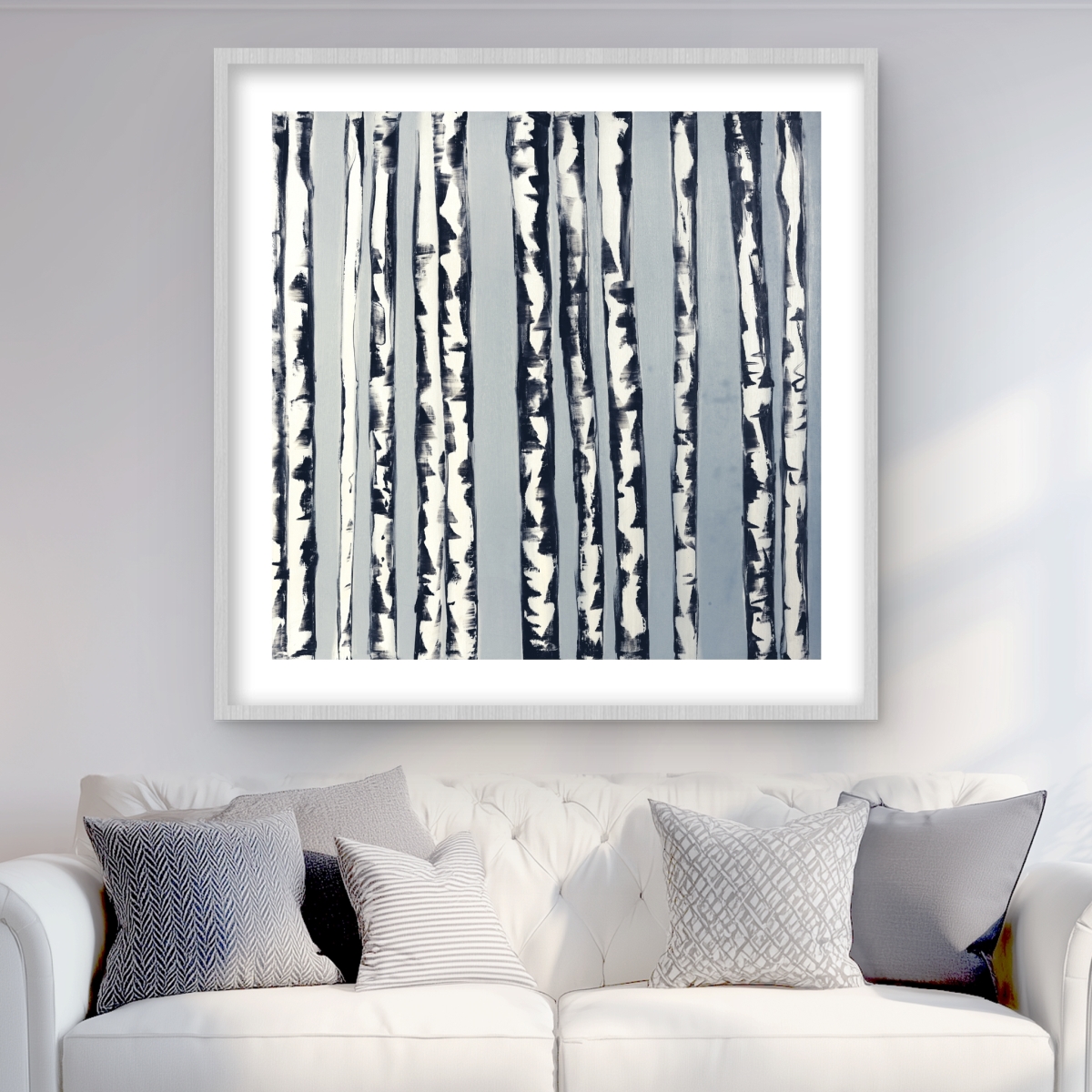 C1FM3636RVTH2H 36 x 36 in. Small Birch Trees - Framed Matted Print for Home Decor