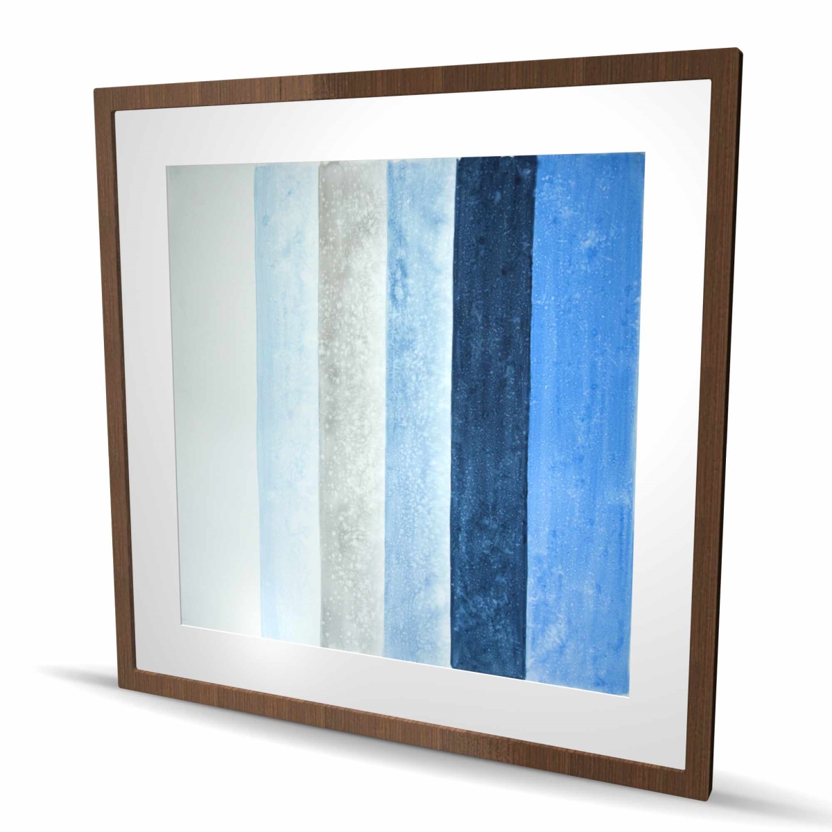 C1FM3636MPVUUO 36 x 36 in. Blue Stripes - Bathroom Abstract Framed Matted Print Decor