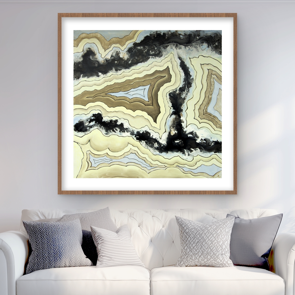 C1FM3636F40CVR 36 x 36 in. Lace Agate - Beige Modern Framed Matted Print for Home Decor