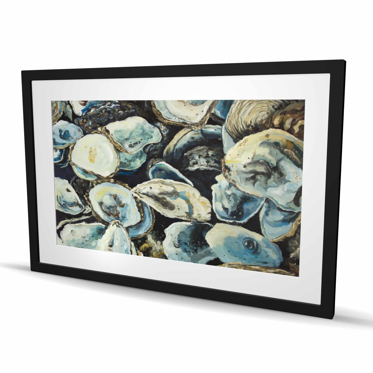 C1FM2436WJSVPC 24 x 36 in. Oyster Shells - Framed Matted Print for Home Decor