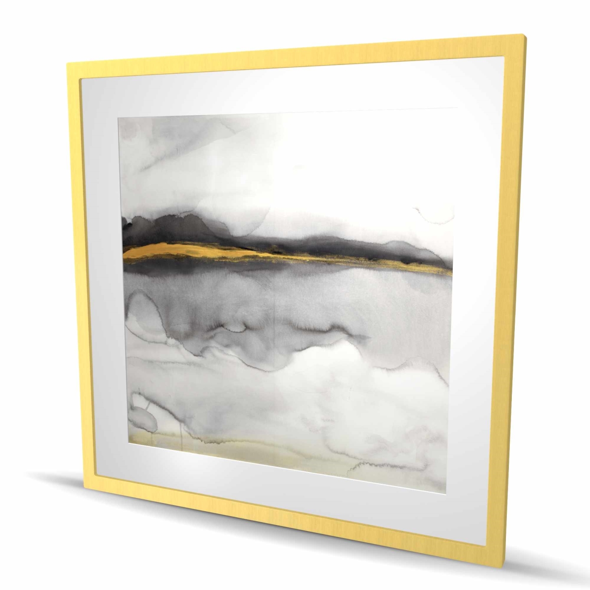 C1FM3636FT6IM5 36 x 36 in. Gold Stripe Abstract - Framed Matted Print for Home Decor