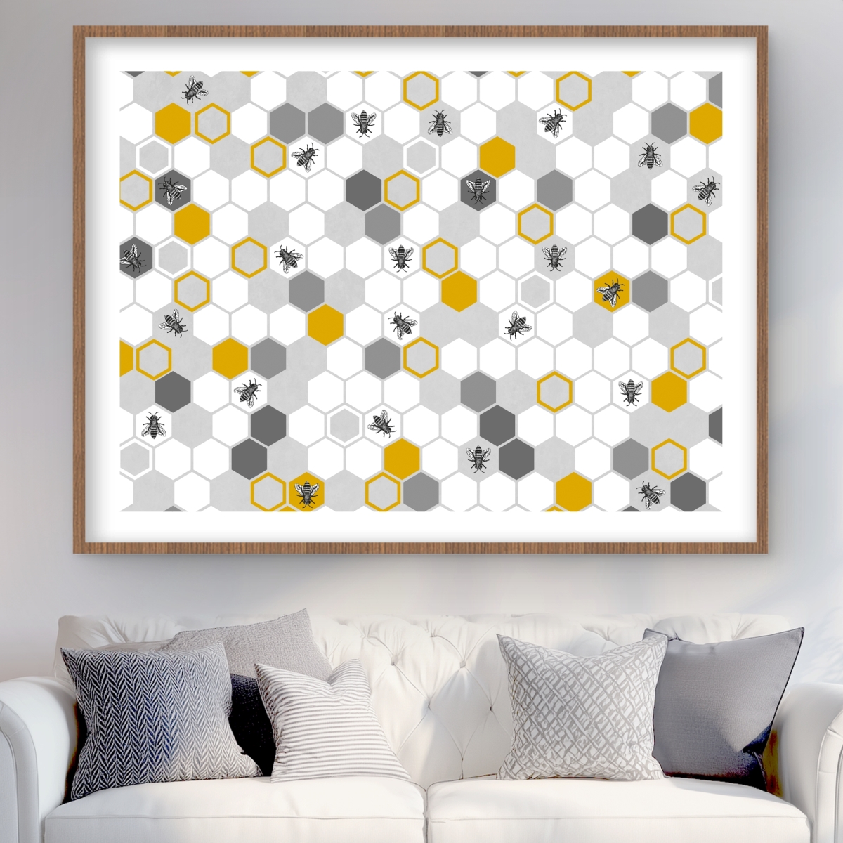 C1FM3648C2CQUK 36 x 48 in. Beehive Pattern - Illustrated Framed Matted Print for Decor