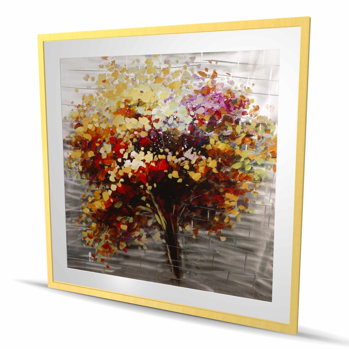 C1FM48486K4ZFL 48 x 48 in. Abstract Colorful Tree - Framed Matted Print for Home Decor
