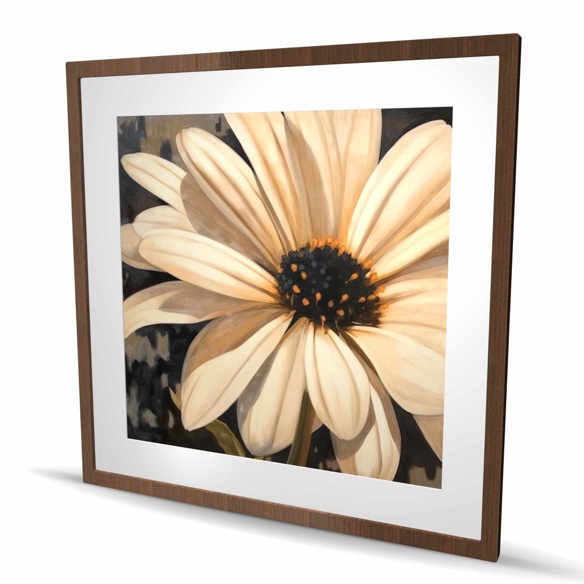 C1FM3636V3QBEG 36 x 36 in. Open Daisy - Floral Beige Framed Matted Print - Home Decor