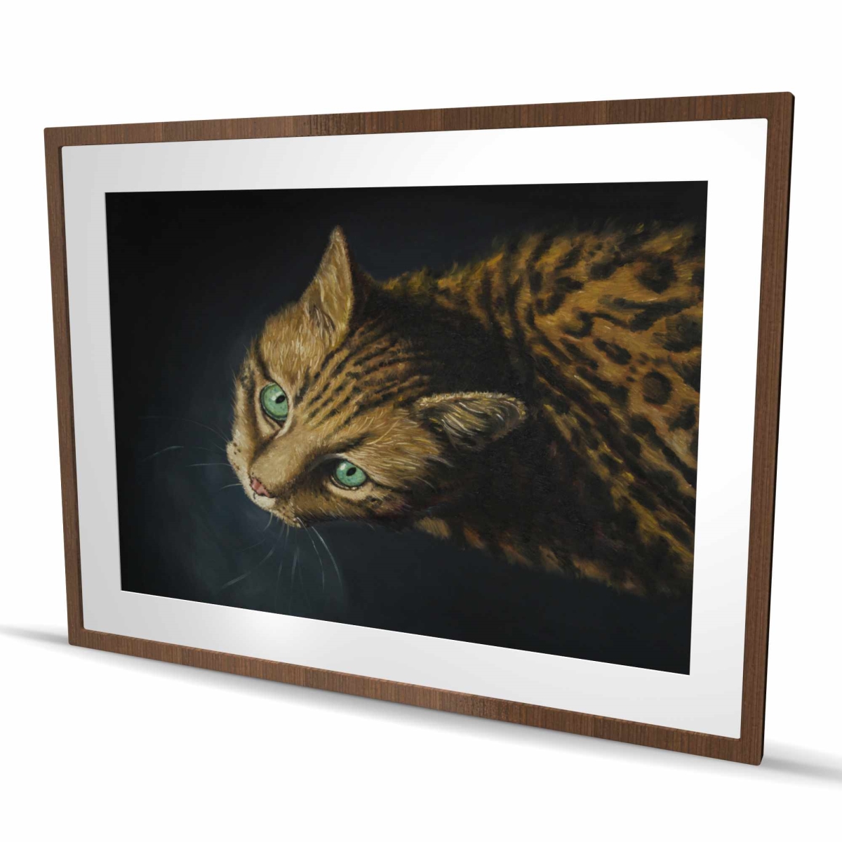 C1FM3648F62QAP 36 x 48 in. Bengal Cat Hyperrealist Framed Matted Print - Home Decor