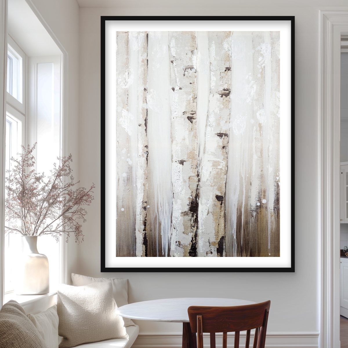C1FM3648F6VK2B 36 x 48 in. Abstract White Birches - Gray Trees Framed Matted Print