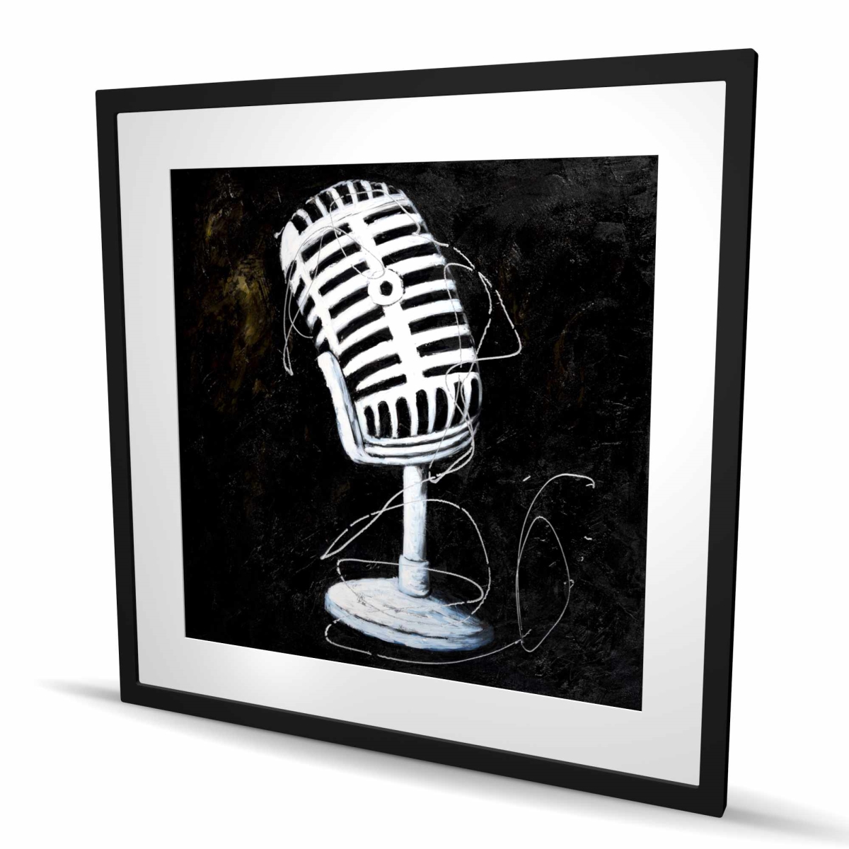 C1FM3636J14F54 36 x 36 in. Microphone - Contemporary Framed Matted Print for Home Decor