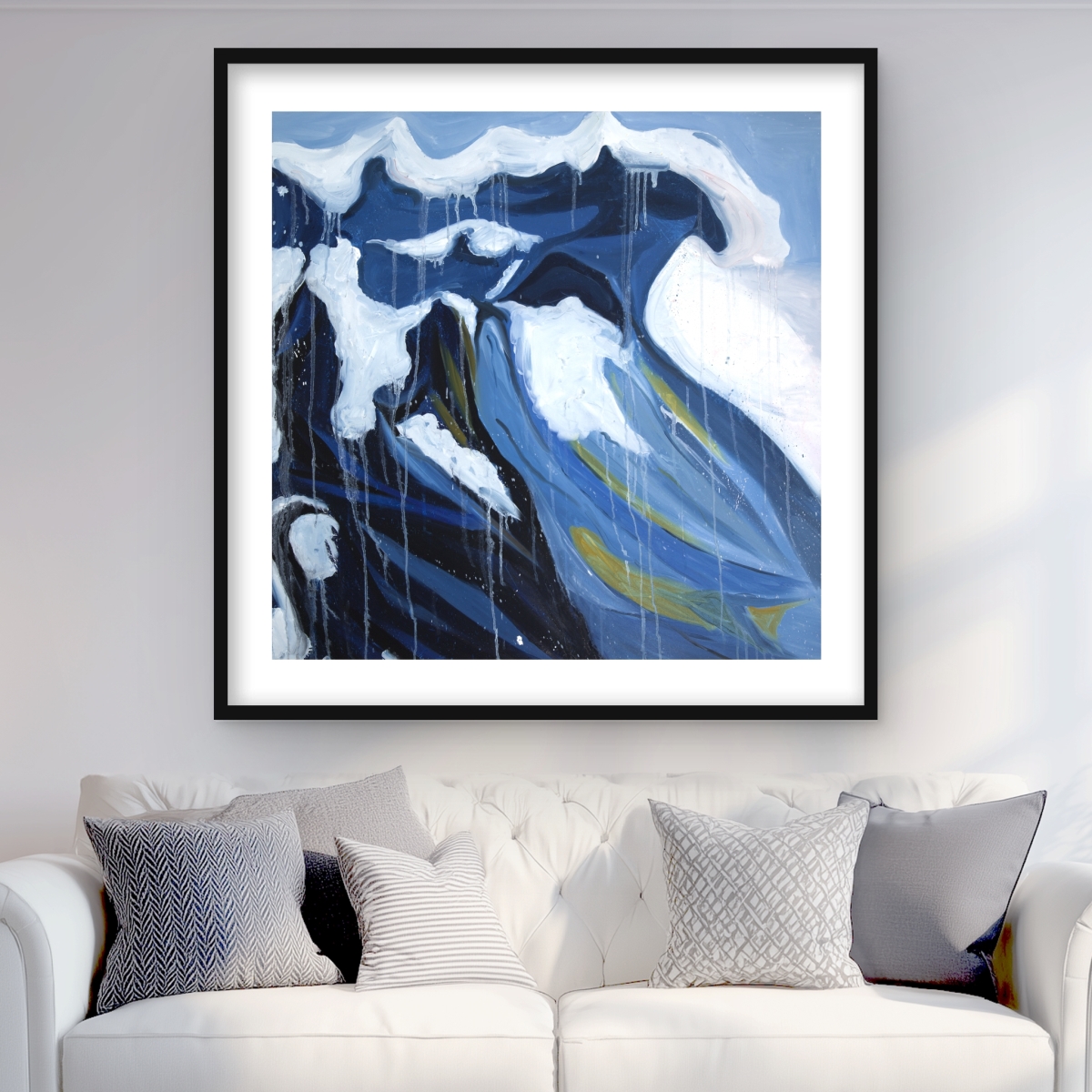 C1FM3636JARDFH 36 x 36 in. Wave in Motion - Classic Blue Framed Matted Print for Decor