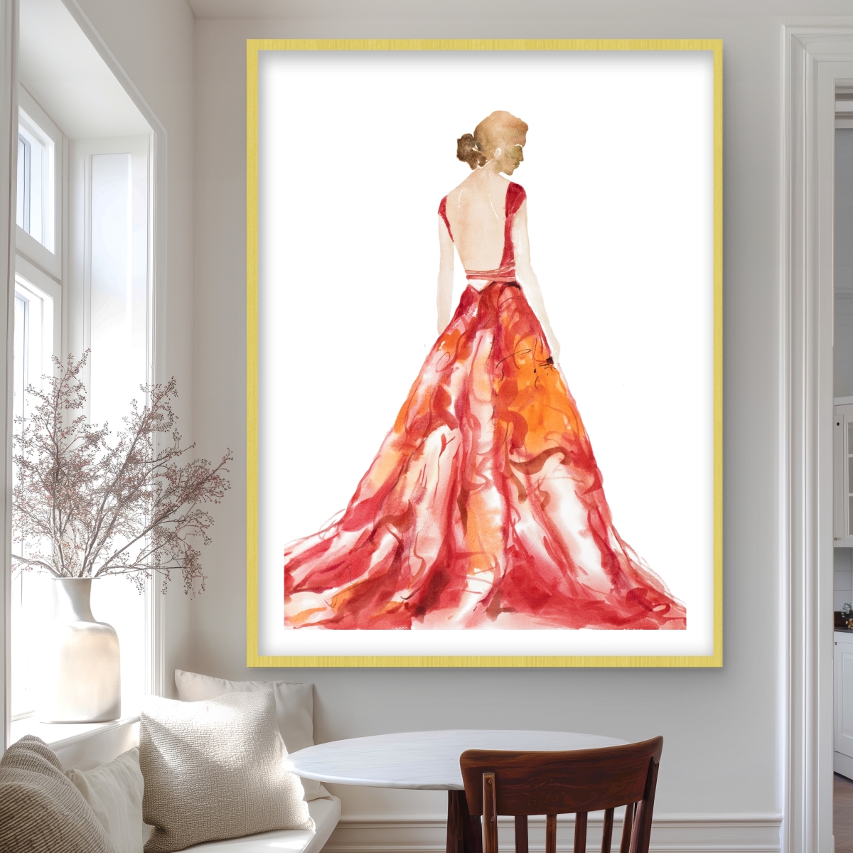 C1FM3648HOK76V 36 x 48 in. Red Prom Dress - Livingroom Fashion Matted Print for Decor