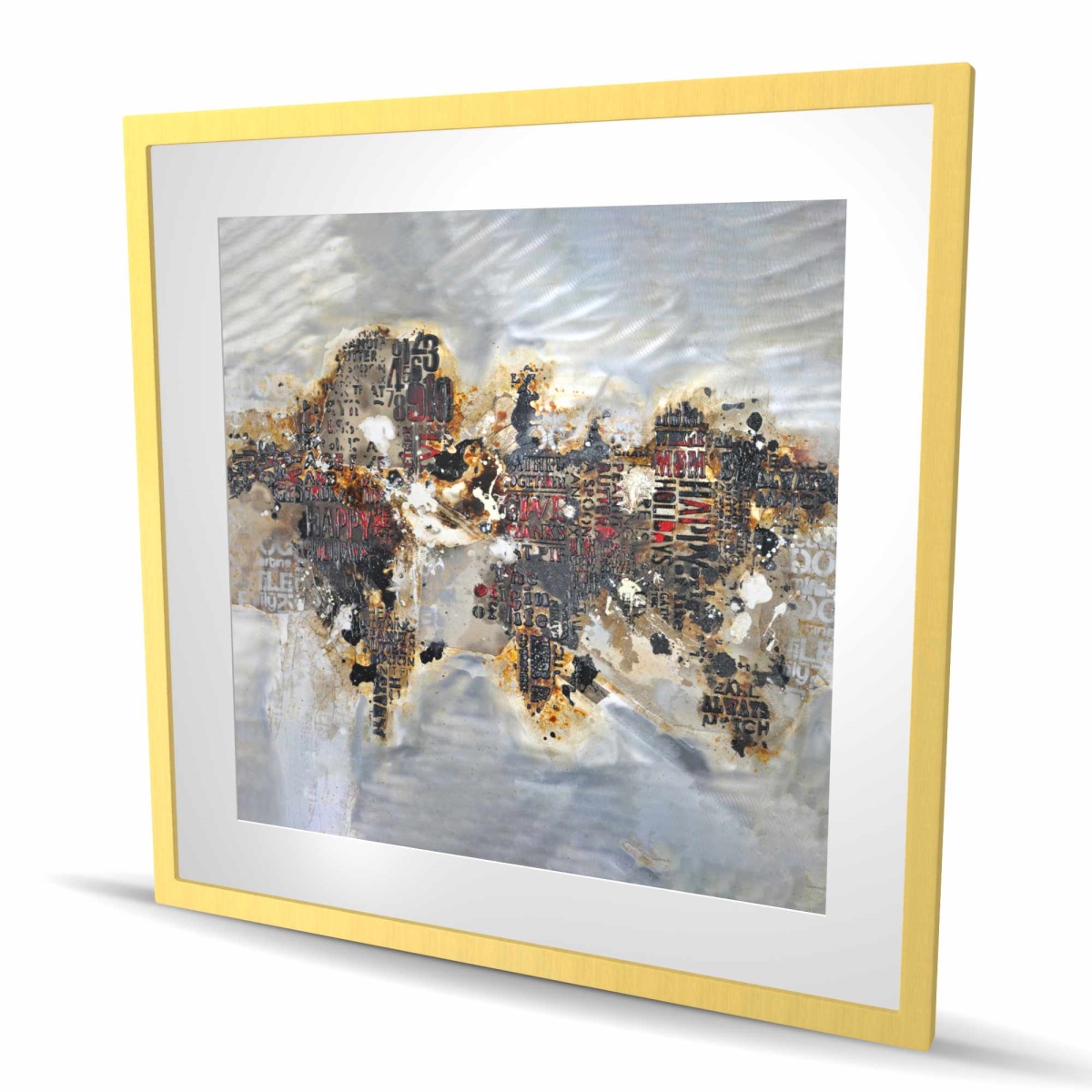 C1FM3636MD1SU1 36 x 36 in. Texturized World Map Print - Brown Framed Home Decor