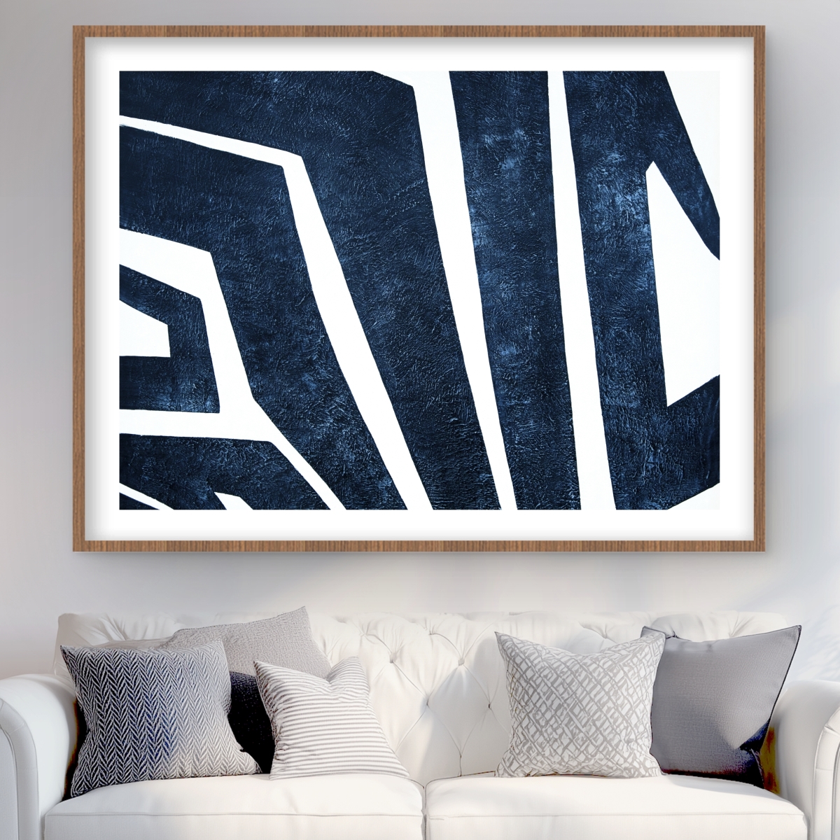 C1FM36486CJ7AC 36 x 48 in. Blue Labyrinth - Classic Blue Framed Matted Print for Decor