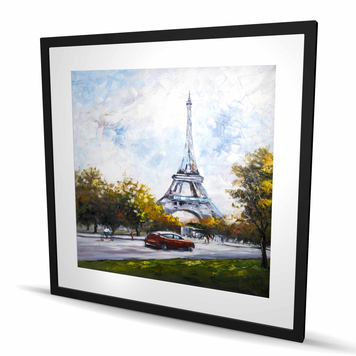 C1FM3636263HOK 36 x 36 in. Driving Near the Eiffel Tower - Modern Framed Matted Print