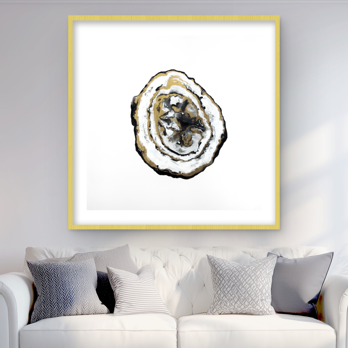 C1FM3636KBR4A7 36 x 36 in. Golden Geode - Minimalist Kitchen Framed Matted Print Decor