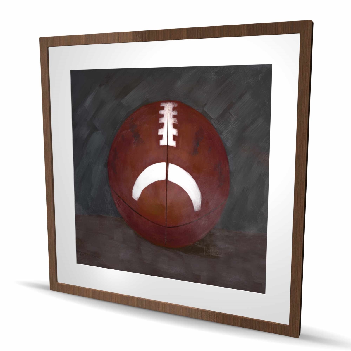 C1FM3636Q7902I 36 x 36 in. Football Ball - Man Cave Black Framed Matted Print Decor