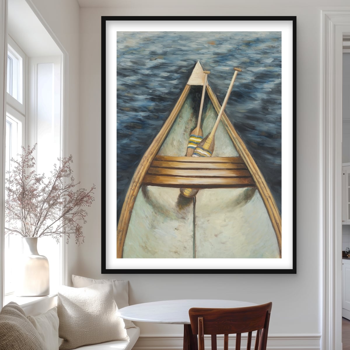 C1FM364820IA9D 36 x 48 in. Canoeing on the Lake - Hobbies Bathroom Framed Print Decor