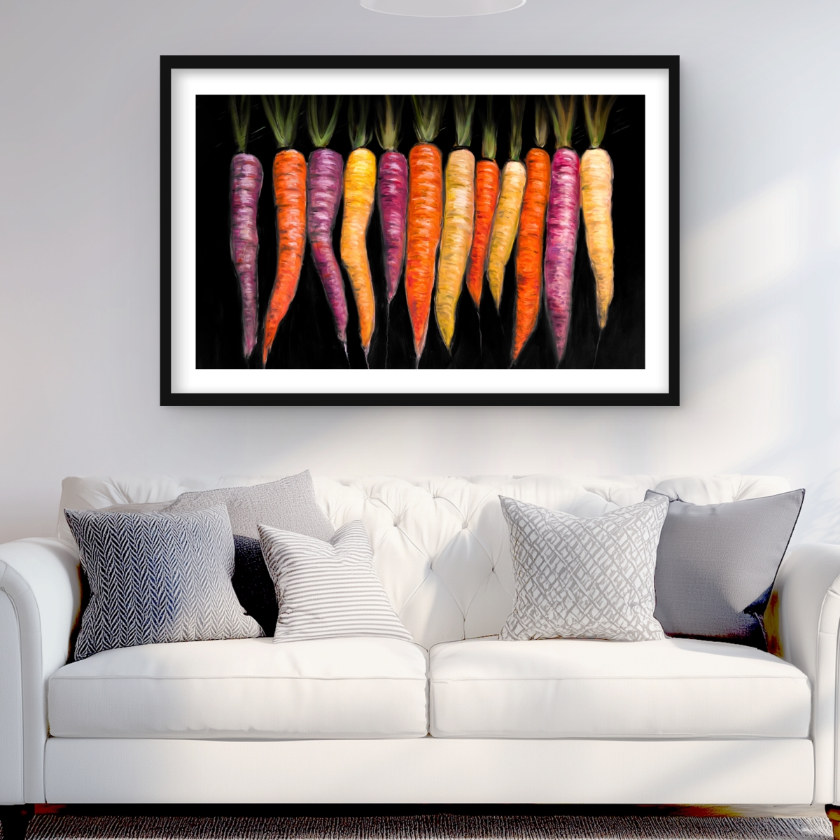 C1FM2436L7LSNI 24 x 36 in. Carrots Varieties - Orange Rustic Framed Matted Print Decor