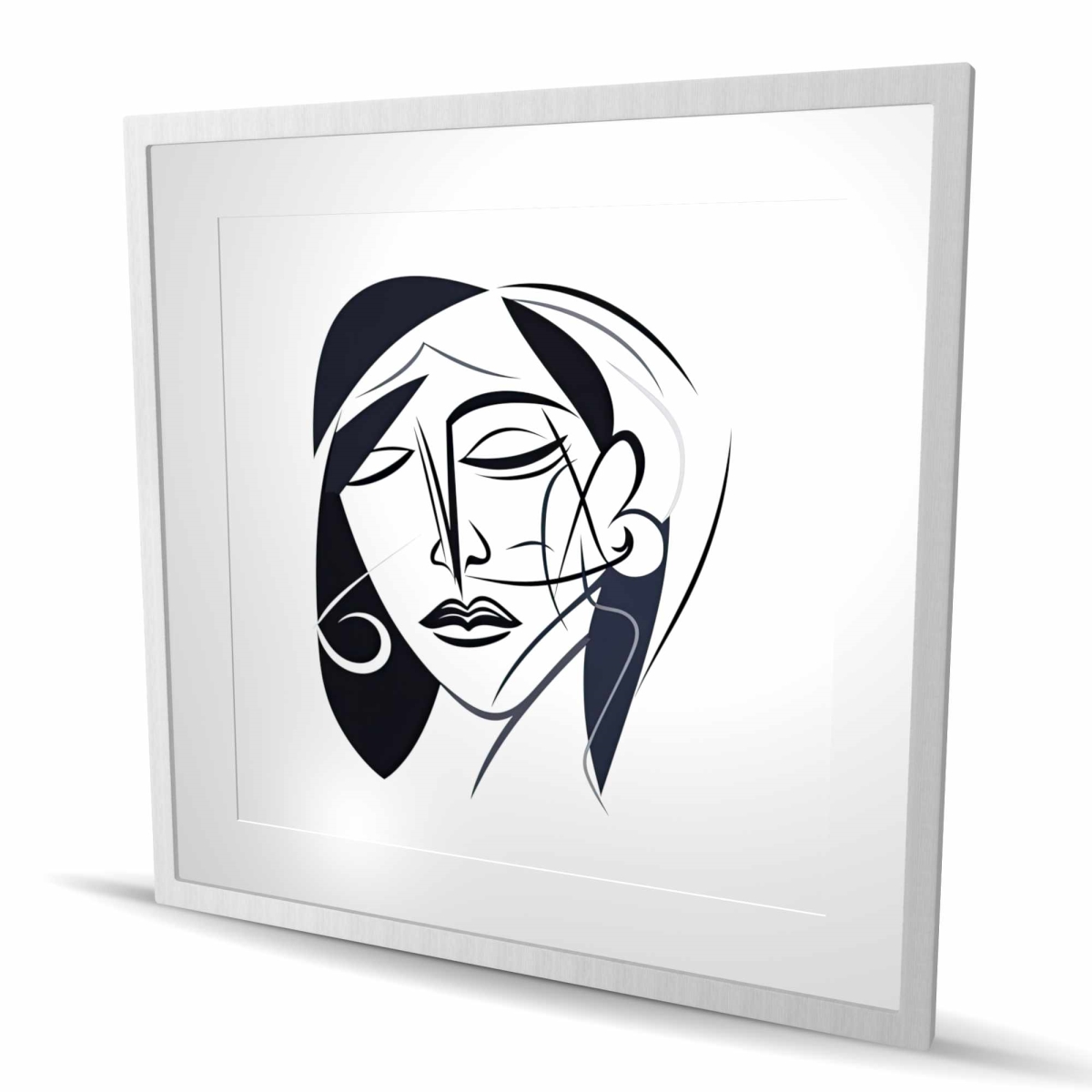 C1FM3636HBPVG2 36 x 36 in. Abstract Face - Framed Matted Print for Bathroom Decor