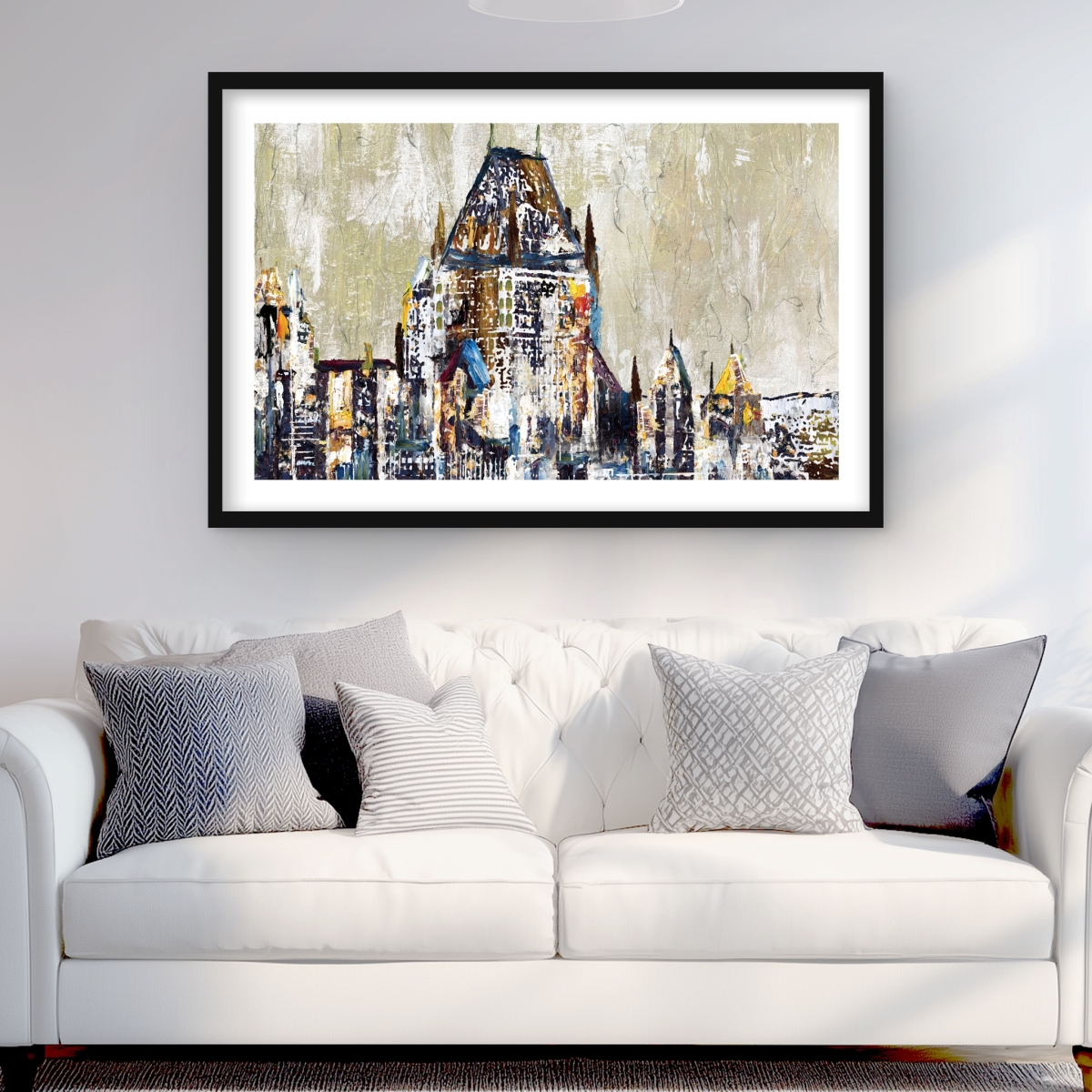 C1FM2436EDL6TT 24 x 36 in. Abstract Chateau Frontenac - Modern Livingroom Framed Print