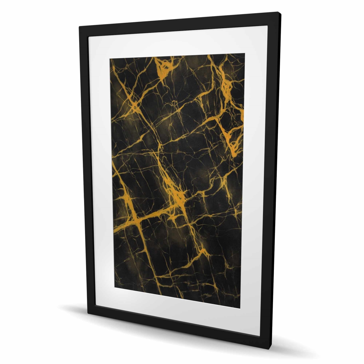 C1FM2436RFYM7A 24 x 36 in. Black & Gold Marble - Pattern Gold Framed Matted Print