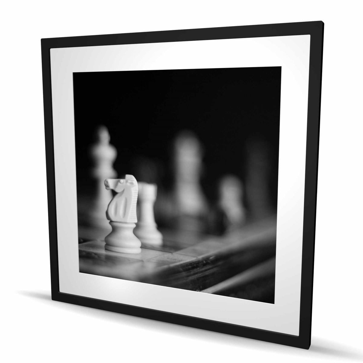 C1FM3636O54Y1M 36 x 36 in. Monochrome Chess Games - Still Life Black Framed Print