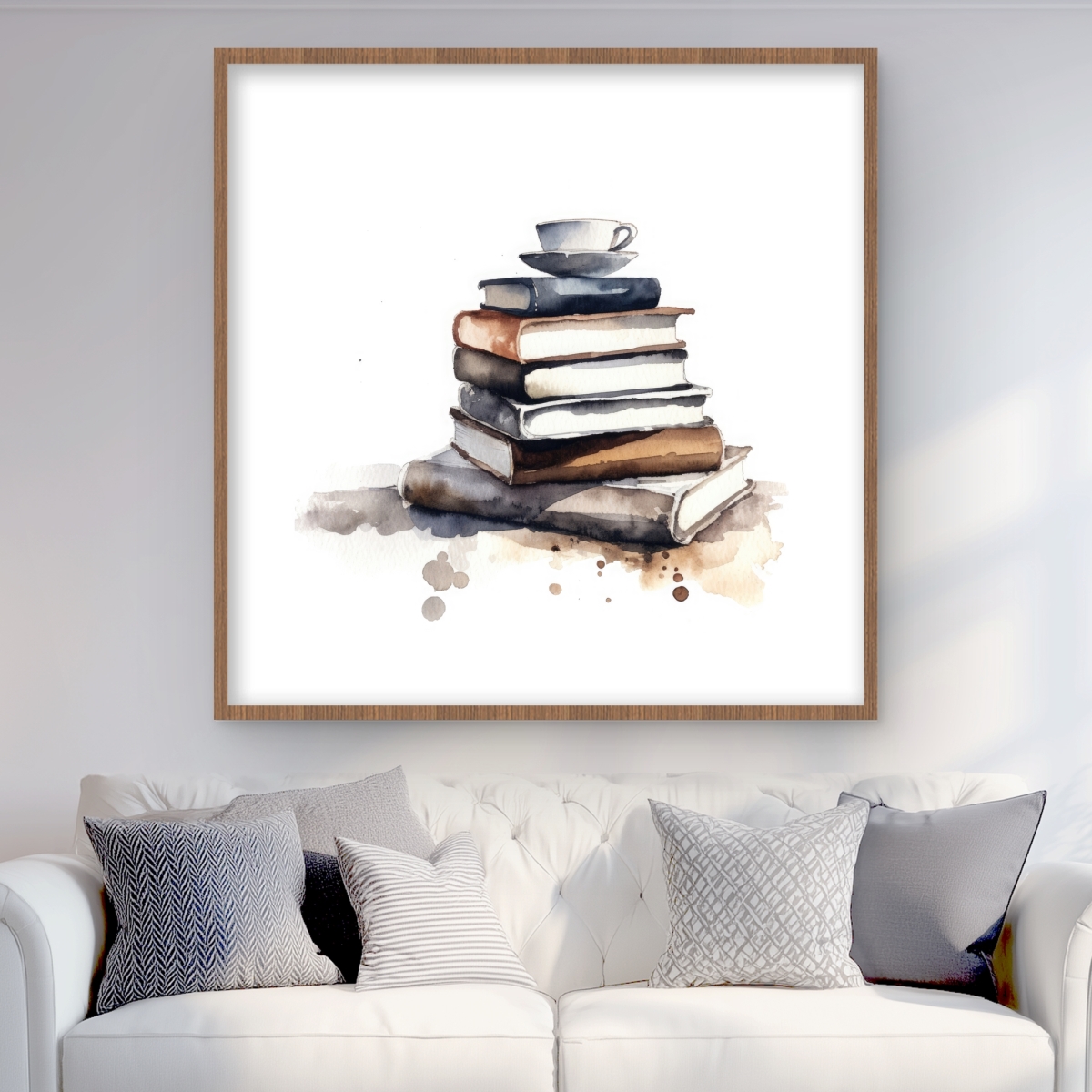 C1FM3636P90DG0 36 x 36 in. Caffeinated Books - Abstract White Framed Matted Print Decor