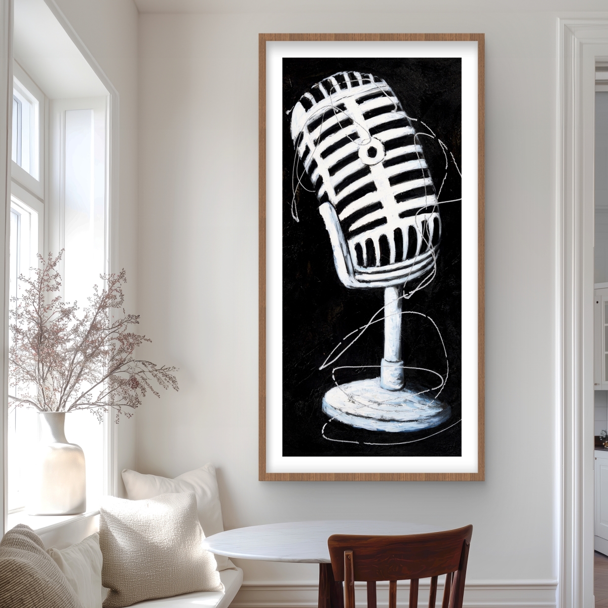 C1FM24482D9FYZ 24 x 48 in. Microphone - Man Cave Contemporary Framed Matted Print Decor