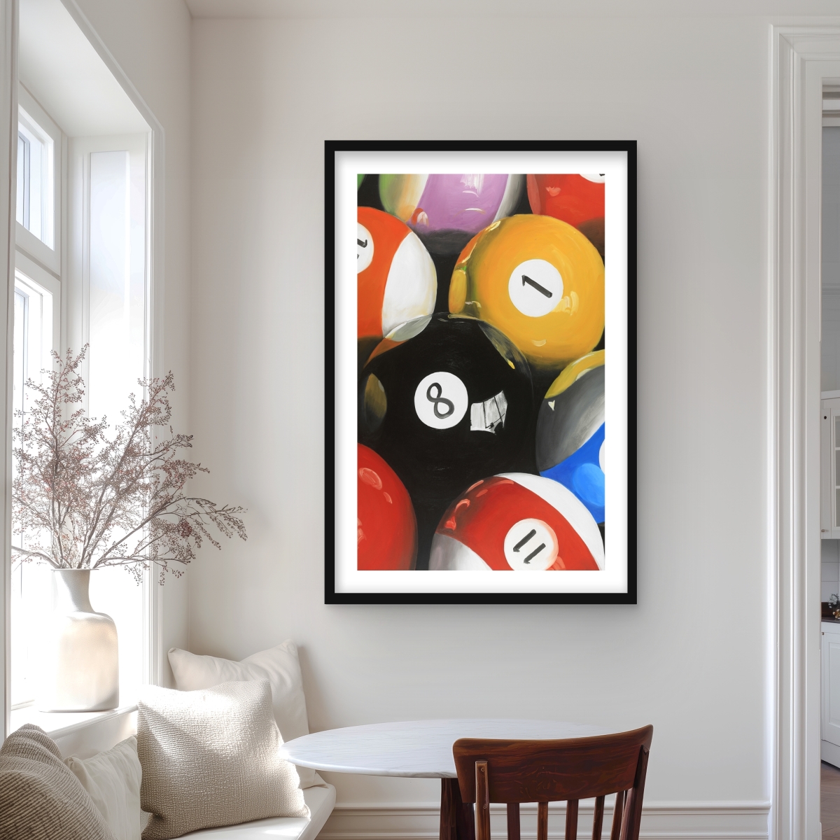 C1FM2436URN1SN 24 x 36 in. Pool Balls Closeup - Hobbies Hyperrealist Framed Print